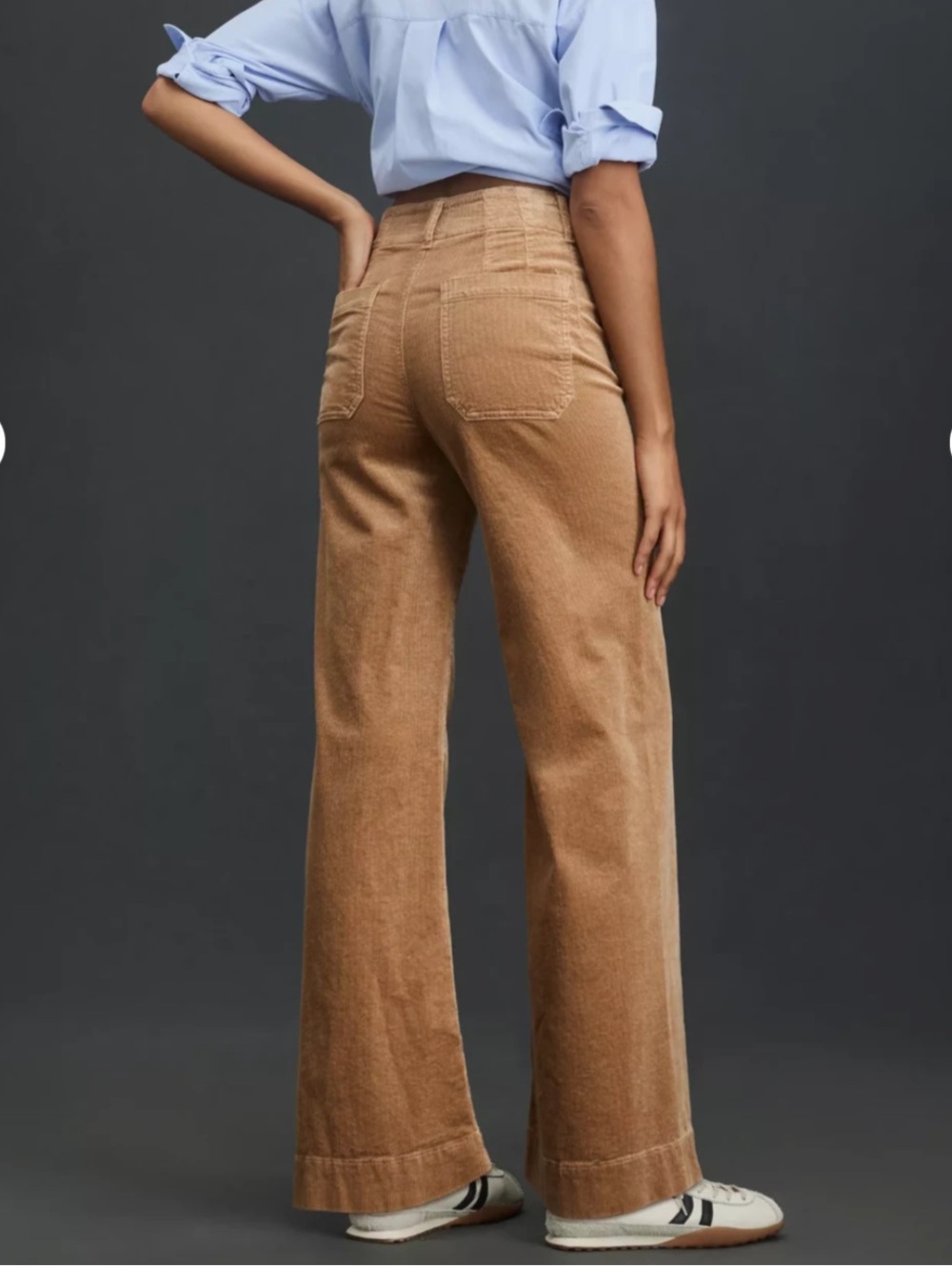 Anthropologie Colette Pants Maeve Wide Leg Full Length Corduroy New 31 Tan Camel